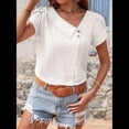 thumbnail image 4 of Blusas de para Mujer, Blusas Informales con Cuello para Negocios, Blusas con Mangas Abullonadas, Ropa de Trabajo Holgada de Verano. S, 4 of 8