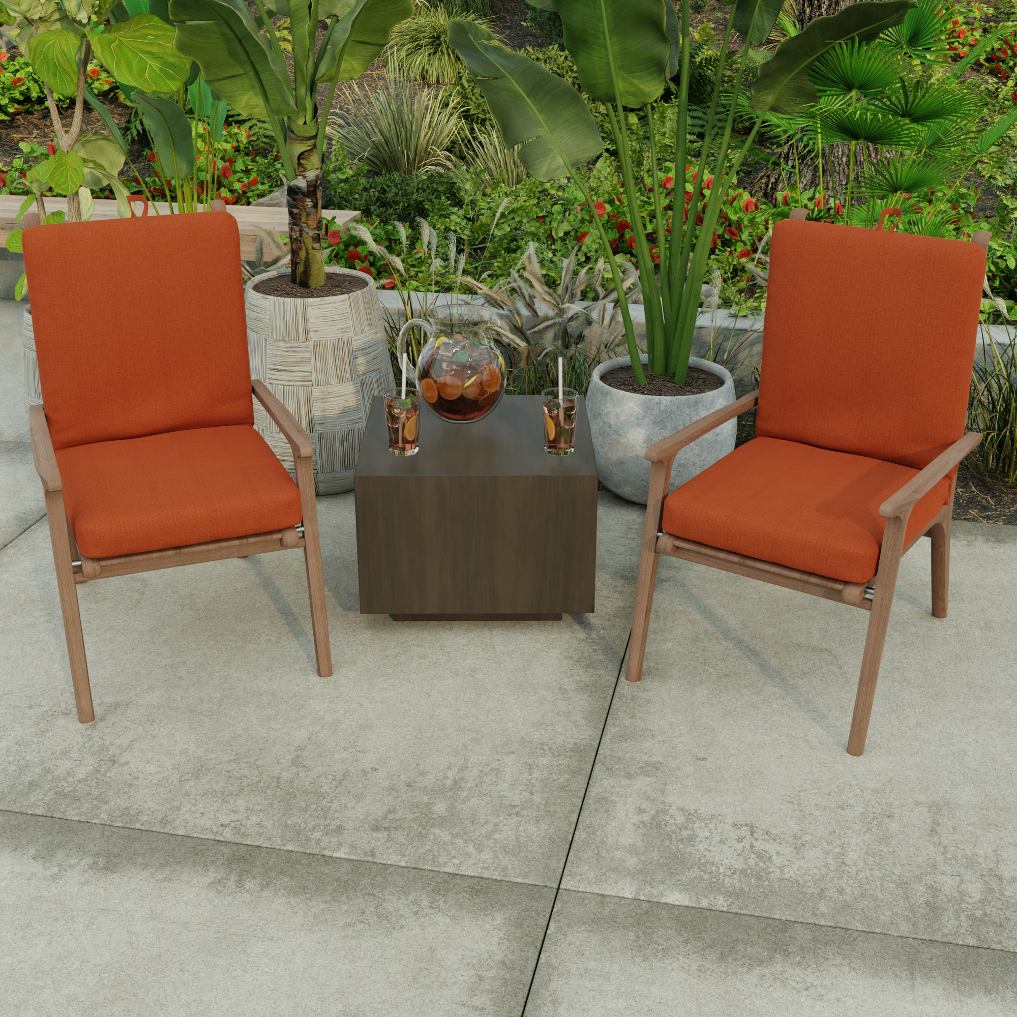 Jordan Manufacturing 44" x 21" McHusk Brick Red Crosshatch Rectangular Outdoor Chair Cushion with Ties and Hanger Loop