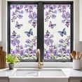 thumbnail image 2 of Purple Flowers Window Privacy Film, Butterfly Spring Floral Watercolor Farmhouse Static Cling UV Sun Blocking Heat Control Window Tint Day and Night, Non-Adhesive One Way Privacy Cover 17.7''x39.3'', 2 of 7