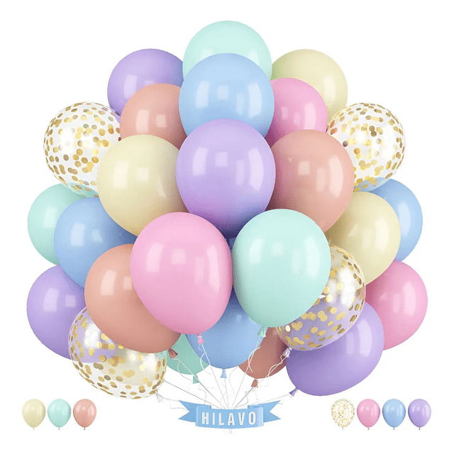 363 Globos Latex Colores Pastel Macarrón Globos Con Confeti Agua Xtellar multicolor