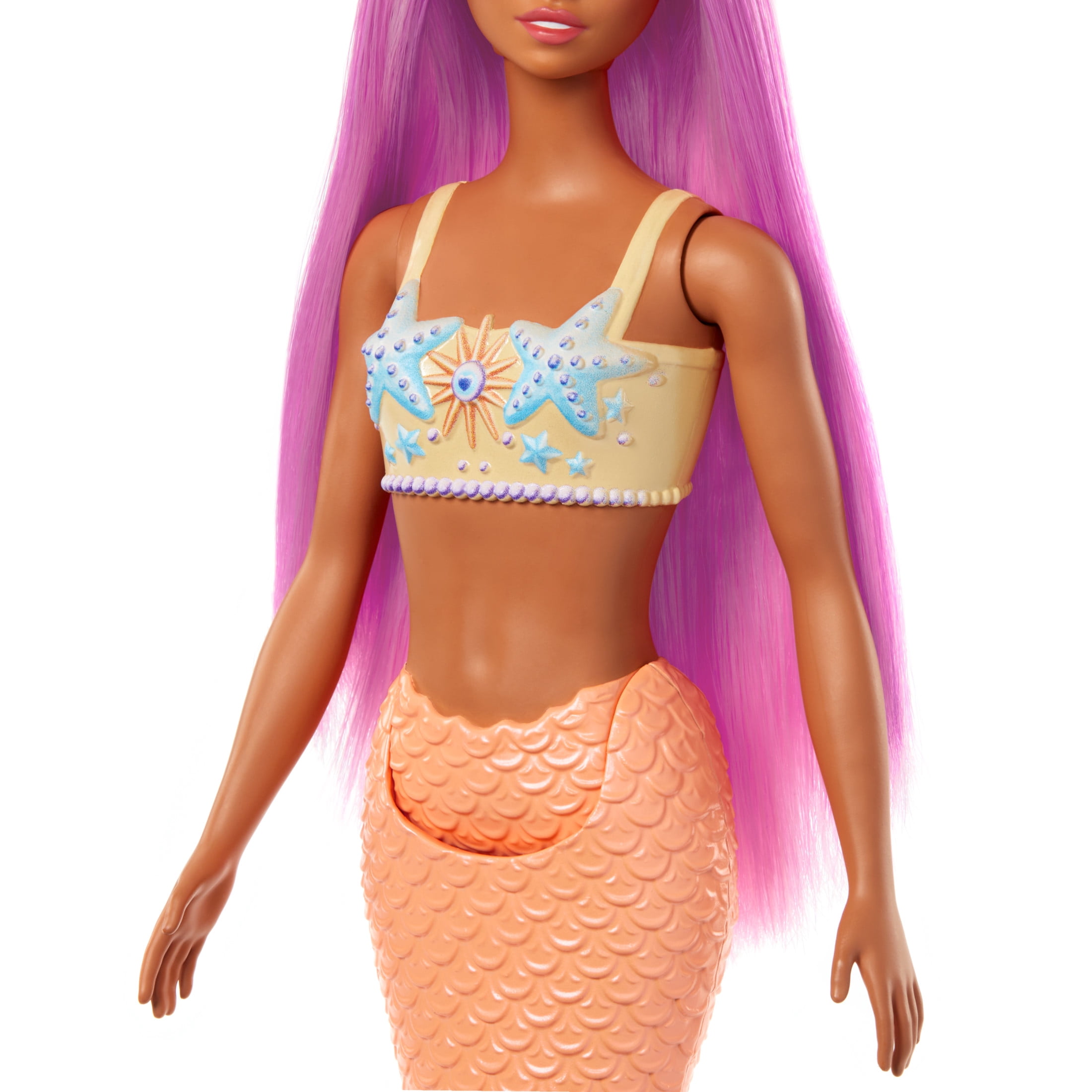 Barbie Mermaid Doll with Pink Fantasy Hair, Soft Orange Tail and Headband Accessory
