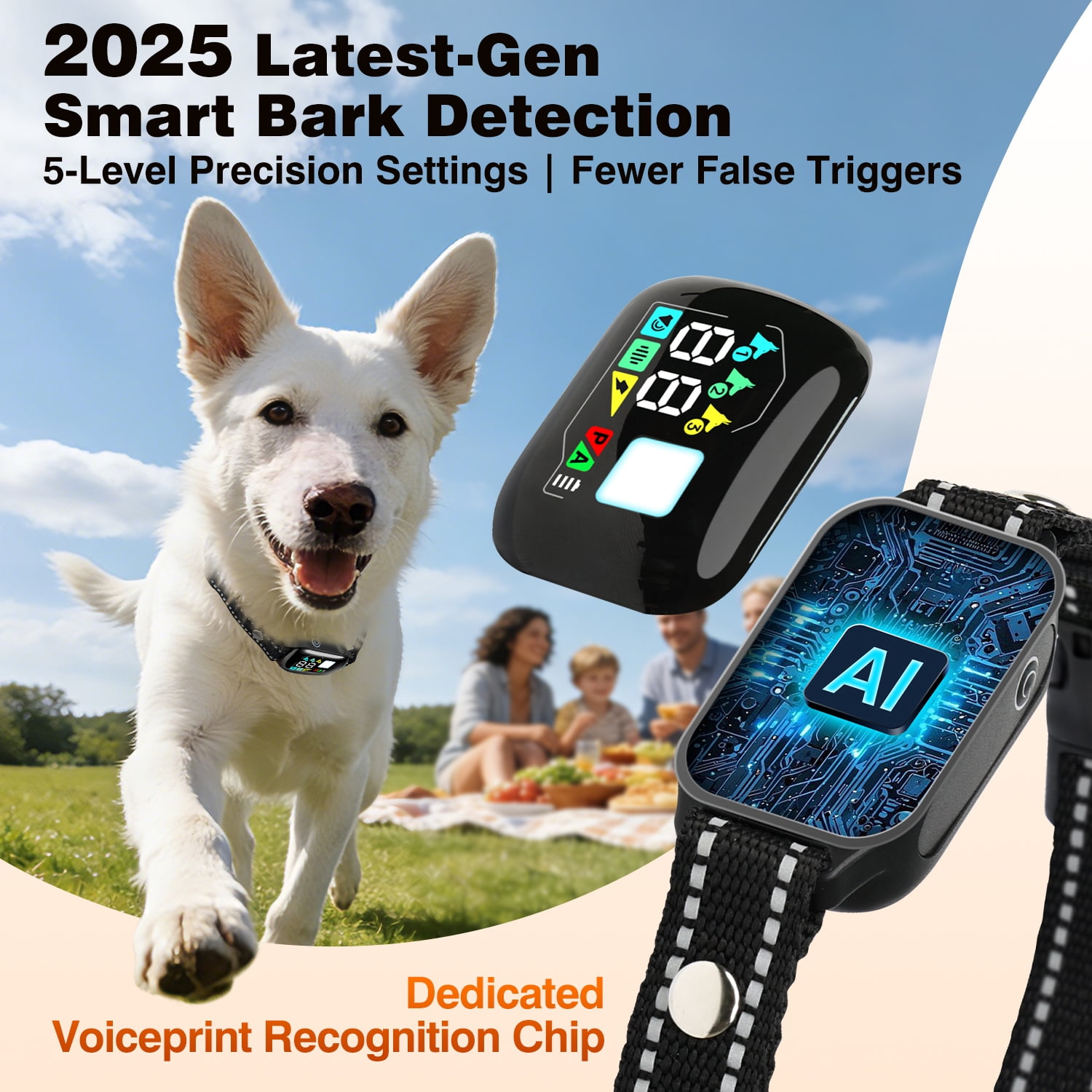 PetJoy 2 in 1 Dog Shock Collar with Remote Control，3300Ft Dog Training Collar with Beep Vibration Static Anti Barking，IPX7 Waterproof Bark Collar for Large Small Dogs with Flashlight,2 Count
