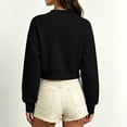 thumbnail image 6 of DIOAZUD Women's Cropped Zip up Sweatshirts Long Sleeve Full Zip Sweatshirt Jacket Collarless V Neck Casual Crop Cardigan Fall Clothes Black S-XXL, 6 of 7