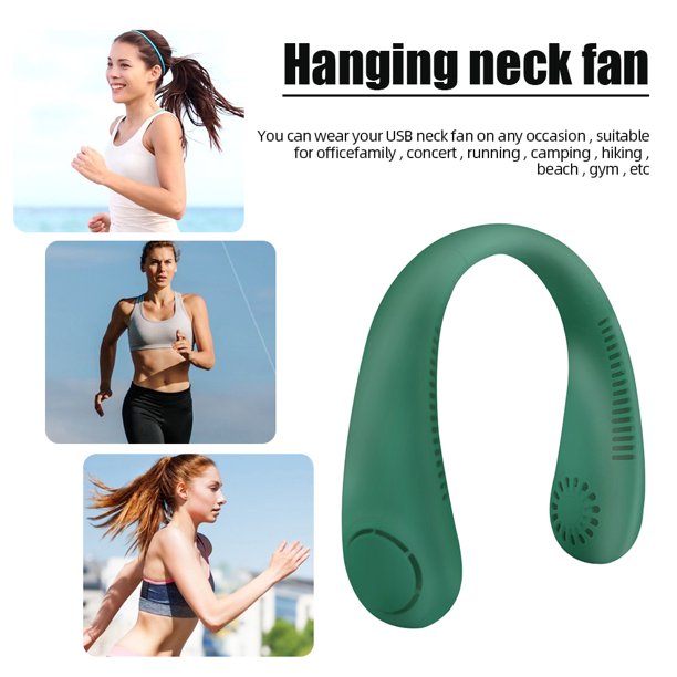 Ventilador De Cuello Sin Aspas 3 Velocidades Colgante 5W Para Senderismo Camping Verde