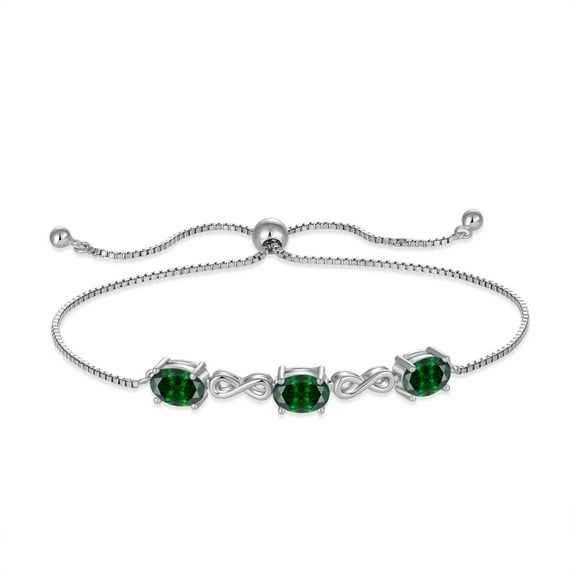 Starchenie Adjustable Infinity Bracelet 925 Sterling Silver Link Bracelet Oval Cut Emerald May Birthstone Jewelry for Women
