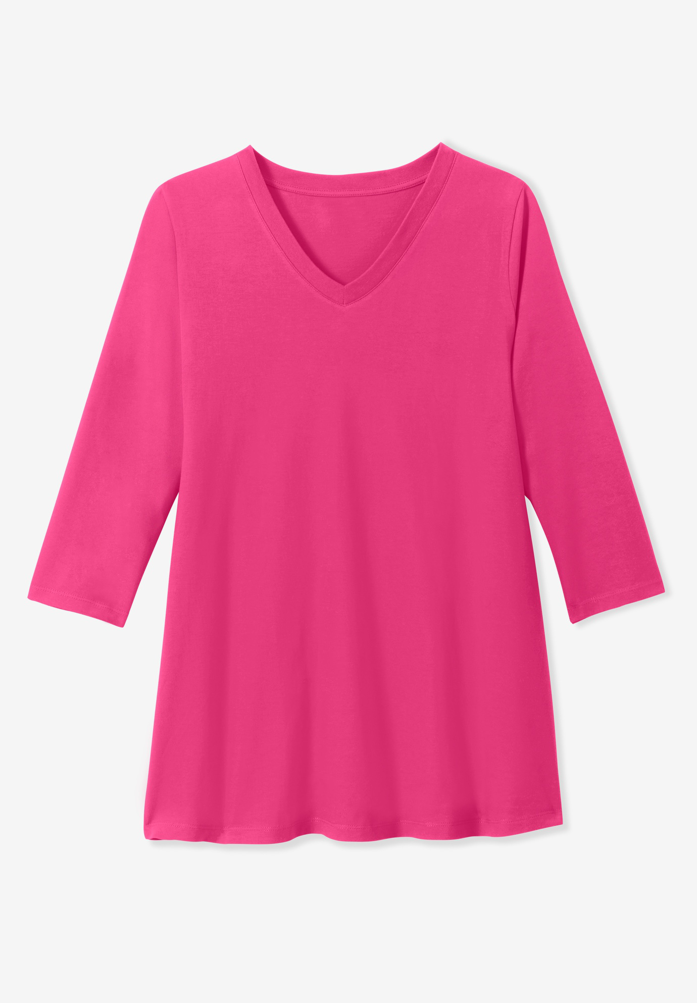 Plus Size Perfect Three-Quarter Sleeve V-Neck Tunic - image 5
