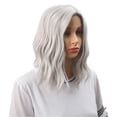 thumbnail image 3 of BERON Silver White Short Wigs Women Girls Curly Wavy Hair Wig 14" Synthetic Bob Wigs, 3 of 6