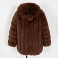thumbnail image 6 of Women Faux Fur Coat Fluffy Long Sleeve Lapel Jacket with Hood Winter Warm Parka Elegant Overcoat Outerwear, 6 of 6