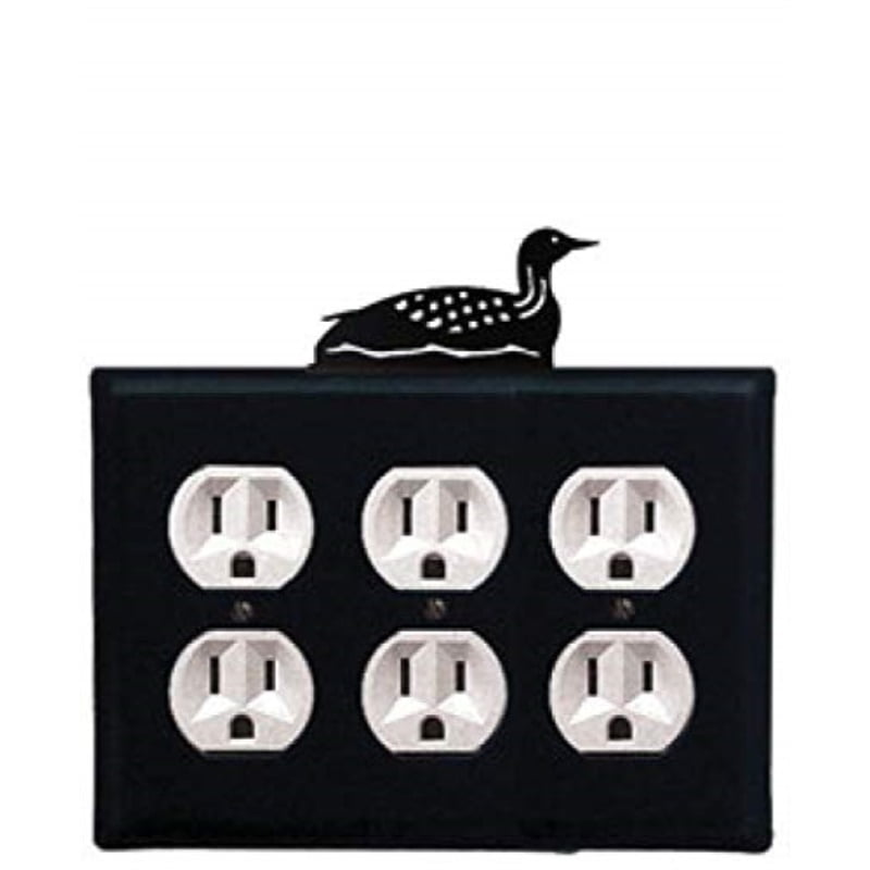 Village Wrought Iron EOOO-116 8 Inch Loon - Triple Outlet Cover Black