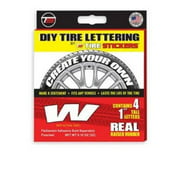 Tire Sticker 9766020227 Letter W Tire Stickers & Film, White - Pack of 4