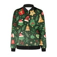 thumbnail image 4 of ClodeEU Women's Christmas Print Jacket,Zip Up Long Sleeve Jacket With Pockets,Trendy Christmas Outwear Green,Womens Plus S, 4 of 5
