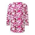 thumbnail image 5 of Offres de Liquidation! Aqestyerly T-Shirt Imprimé Mode Saint-Valentin pour Femmes Manches 3/4 Blouse Col Rond Hauts Décontractés, 5 of 5