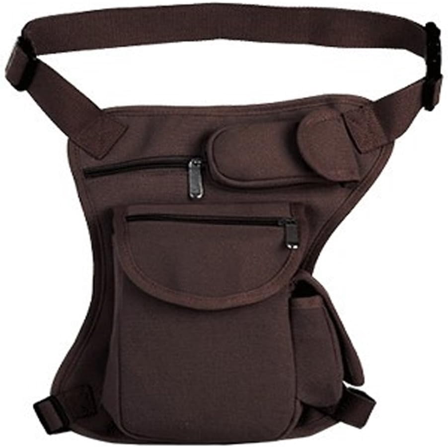 Small Multi-Purpose Drop Waist Leg Bag Canvas Utility Tactical Hip Molle Pack Sport Camping Hiking Motorcycle Racing Thigh Pouch Coffee