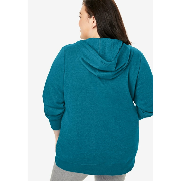 Woman Within Plus Size Better Fleece Zip-Front Hoodie Long Oversized  Sweatshirt - 2X, Radiant Purple