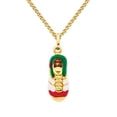 thumbnail image 1 of Wellingsale 14k Yellow Gold Polished Soccer Shoes Enamel Charm Pendant with 1.5mm Flat Open wheat Chain Necklace - 18", 1 of 3