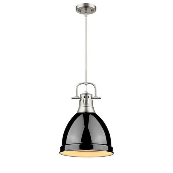 Yep by Golden Lighting Duncan 1-light 9in Rod Hung Pendant in Pewter and Black shade