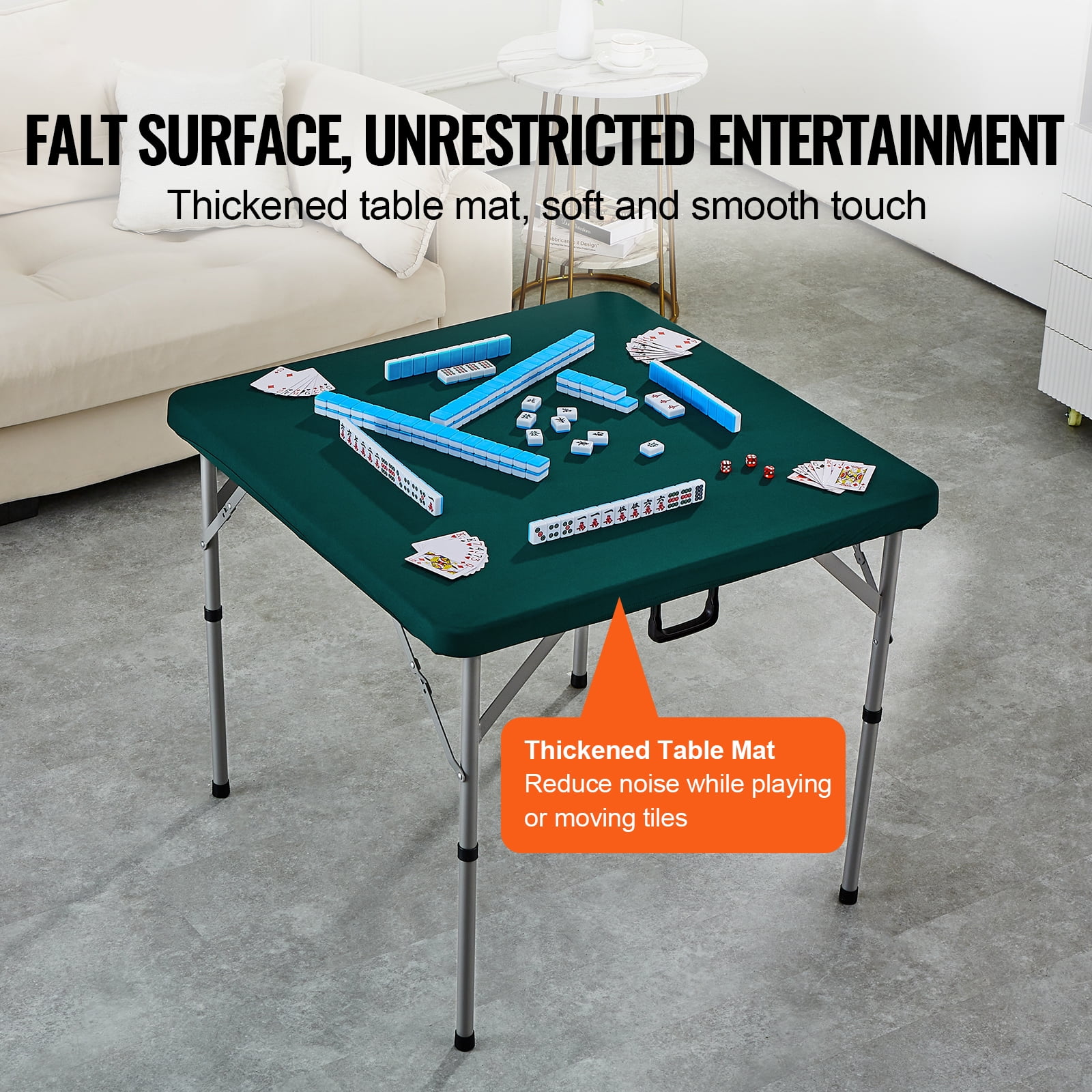 SKYSHALO Fold-in-Half, Wear-Resistant Tabletop 4 Player Card, Mahjong Table, Green