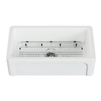 Gourmetier KGPF331810YHC 33" Fireclay Farmhouse Kitchen Sink, Glossy White