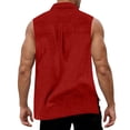 thumbnail image 4 of cocolona Mens Linen Button Shirts Summer Sleeveless Turndown Collar Vacation Beach Tank Tops, 4 of 6
