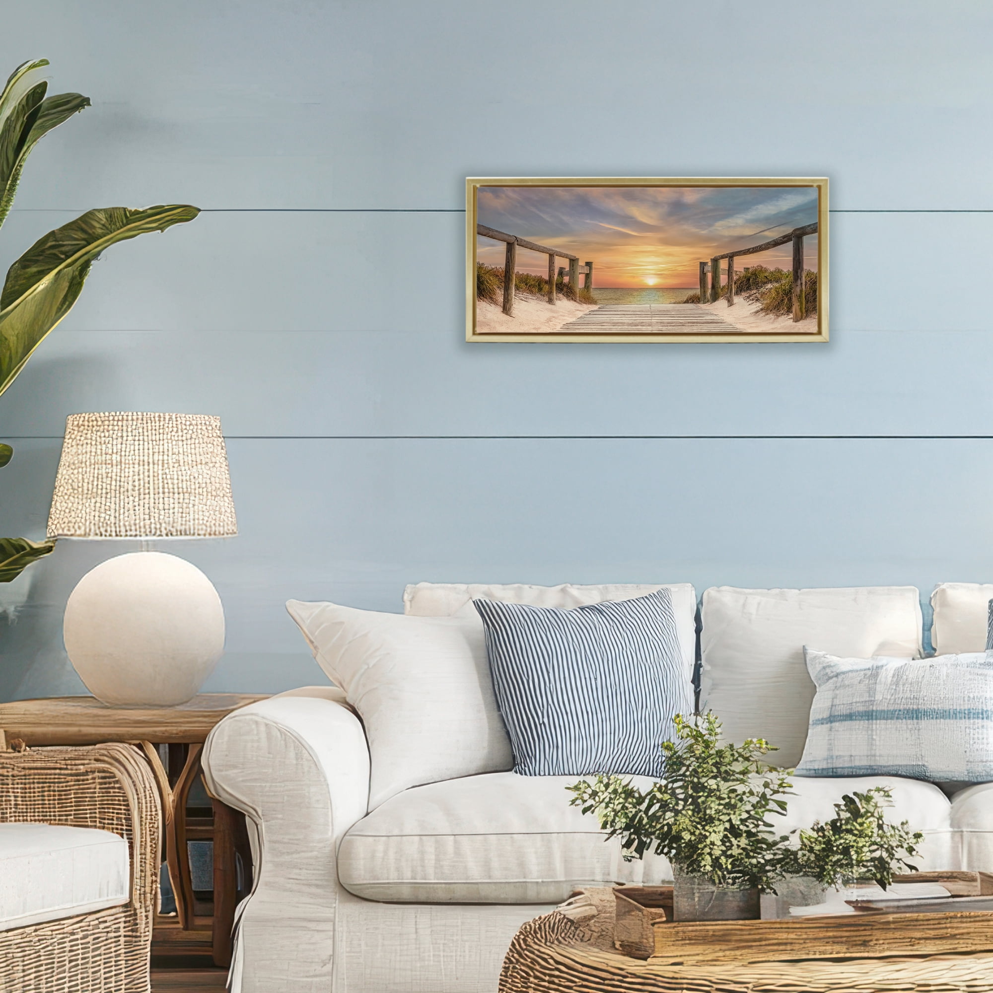 Stupell Industries Pathway To Sunset Gold Framed Floater Canvas Wall Art, design by Mike Caliascibetta