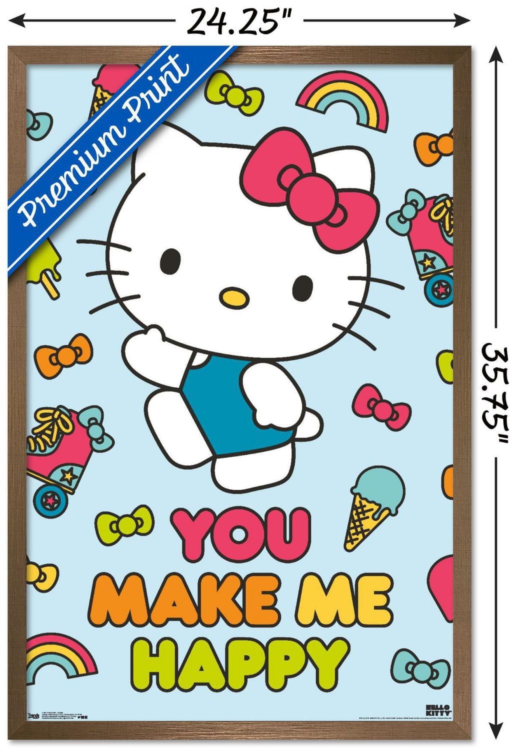 Hello Kitty - Happy Wall Poster, 22.375" x 34"