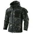 thumbnail image 2 of Domuza Softshell Jacket Men Fleece Lined Windbreaker Waterproof Hooded Jacket Winter Warm Relaxed Fit Outdoor Travel Outerwear with Pocket Multicolor M, 2 of 4