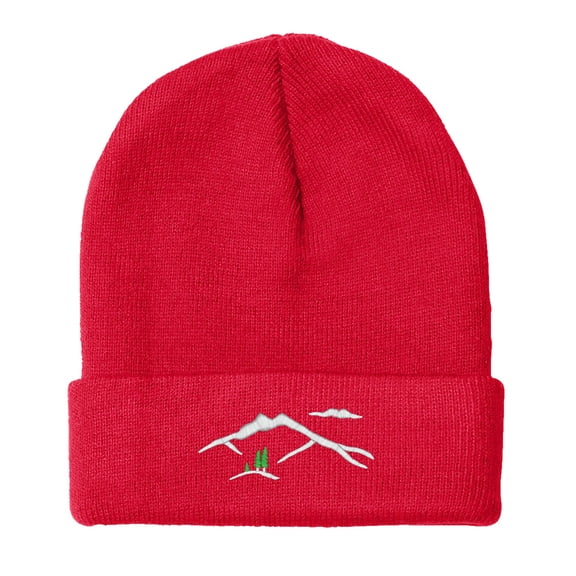 Embroidered Mountain Silhouette Logo Hat-EM-0041-Red