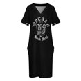 thumbnail image 4 of Watain Black Metal Loose Pocket Dress dresses korean style clothes for woman woman dress womans clothing, 4 of 7