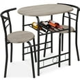 thumbnail image 1 of Topeakmart 3 Piece Modern Round Dining Table Set Kitchen Table Set with Storage Rack, Gray, 1 of 1