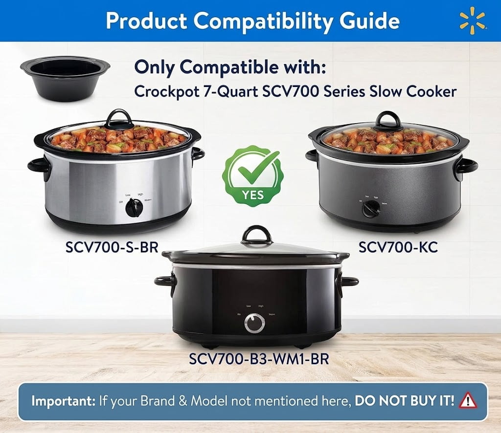 MIC, Ceramic Pot, Compatible for Crockpot 7 Qt SCV700 Series