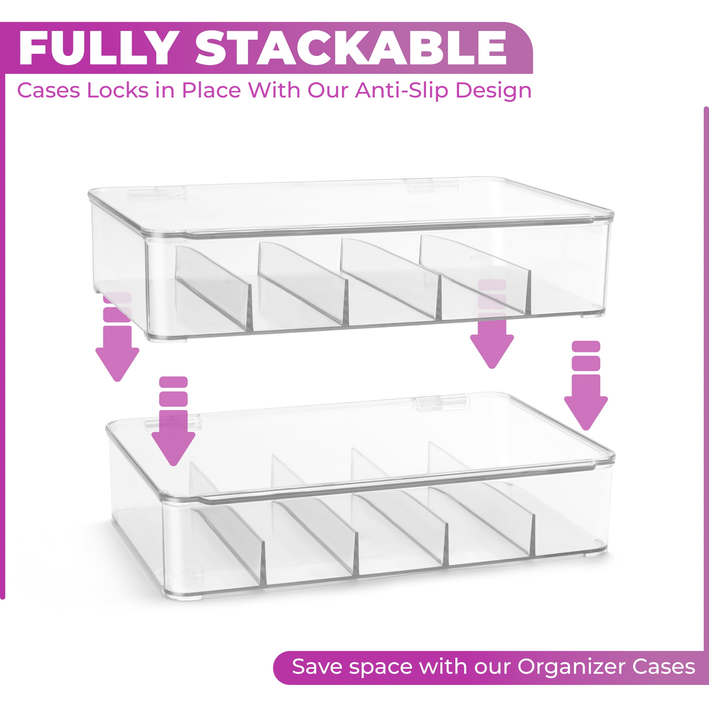 Sorbus LEGO Storage Case with Hinged Lid, 3 Pack, Clear Stackable Plastic Organizer for Small Toys