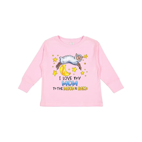 Inktastic I Love My Mom to the Moon and Back Cute Sheep Boys or Girls Long Sleeve Toddler T-Shirt