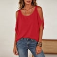 thumbnail image 6 of jjayotai Off Shoulder Tops for Women Short Sleeve Shirt Crew Neck Tee Casual Loose Fitted Solid Color Blouses, 6 of 6