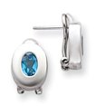 thumbnail image 1 of 925 Sterling Silver Blue Topaz Oval Omega Back Earrings Drop Dangle, 1 of 5