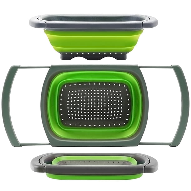 Colador Qimh Colador plegable Colador sobre el fregadero Coladores de verduras/frutas (6 cuartos) con asas extensibles Nuevos elementos esenciales de cocina