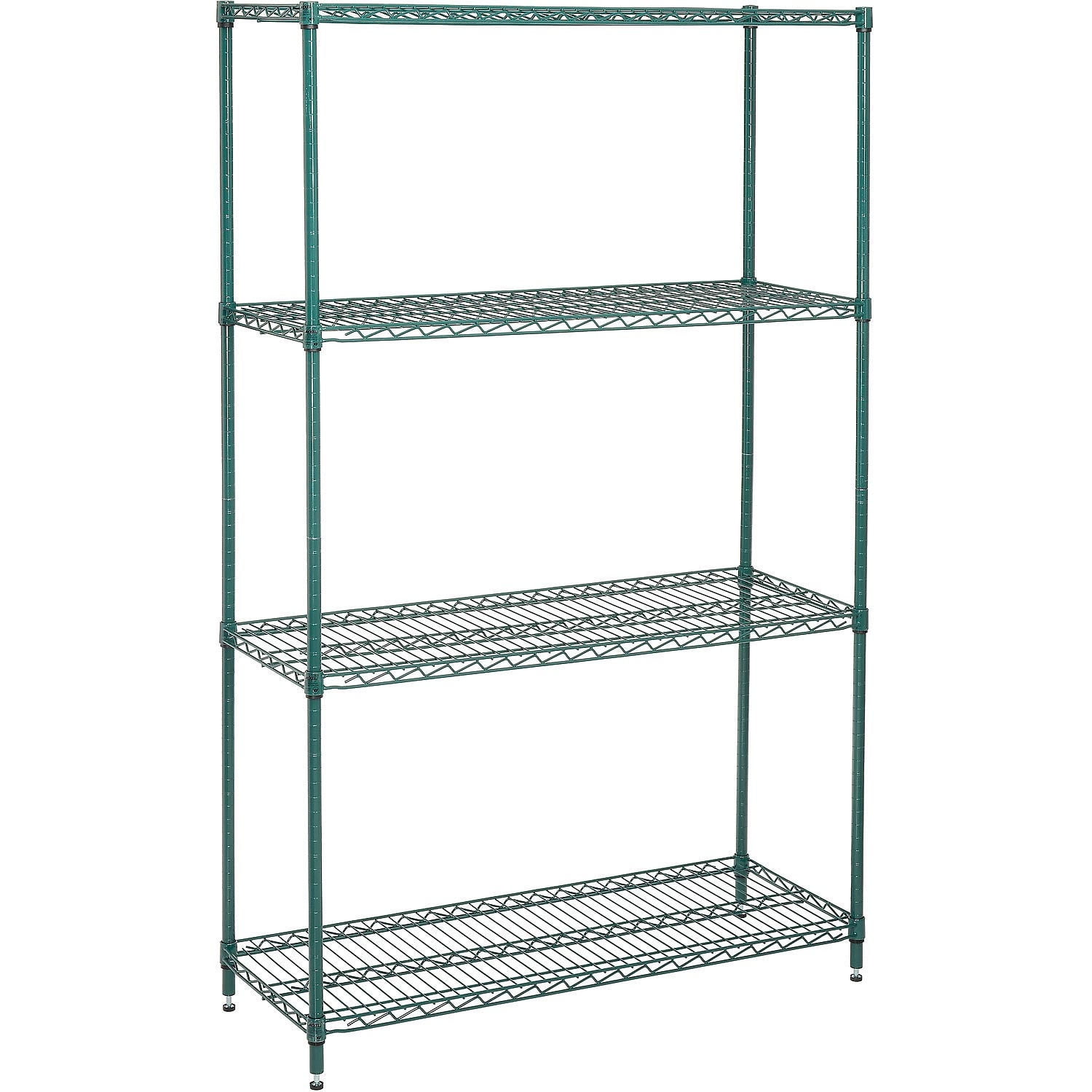 Nexel Medium Duty Wire Shelving Unit, Green Epoxy, 48"W x 24"D x 74"H
