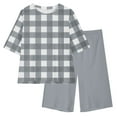thumbnail image 3 of Spazoro Little & Big Girls Leisure Outfit Sets, Crew Neck Plaid 2-Pieces Summer Short Sleeve Shirt and Shorts Sets Gray Size 6 T, 3 of 8