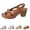 Brown, variant on IEMIEMIEM Chunky Heeled Sandals for Womens Bohemian Cutout Open Toe Slip On Summer Sandals Ankle Strap Sandals Party Dress Sandals White 8.5 Wide