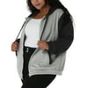 MODA NOVA Junior's Plus Long Sleeve Activewear Zip Up Hoodie Jacket with Pocket Gray 3X