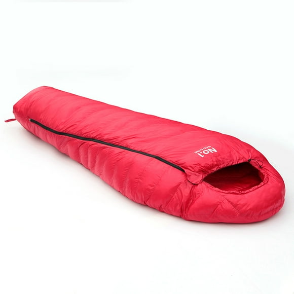Kamperbox Sac de Couchage de Camping d'Hiver Ultraléger avec Remplissage en Duvet d'Oie, Design Style Momie, Fermeture Éclair Diagonale, Rouge (m) pour Confort par Temps Très Froid