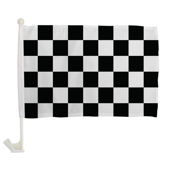 Black & White Checkered Single-Sided Car Flag
