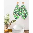 thumbnail image 2 of Saint Patrick's Day Kitchen Dish Towels for Drying Dishes Set of 2, Green Plaid Clovers Geometric Waffle Weave Microfiber Hand Tea Bathroom Towels Quick Dry & Absorbent Towel 12x12, 2 of 7