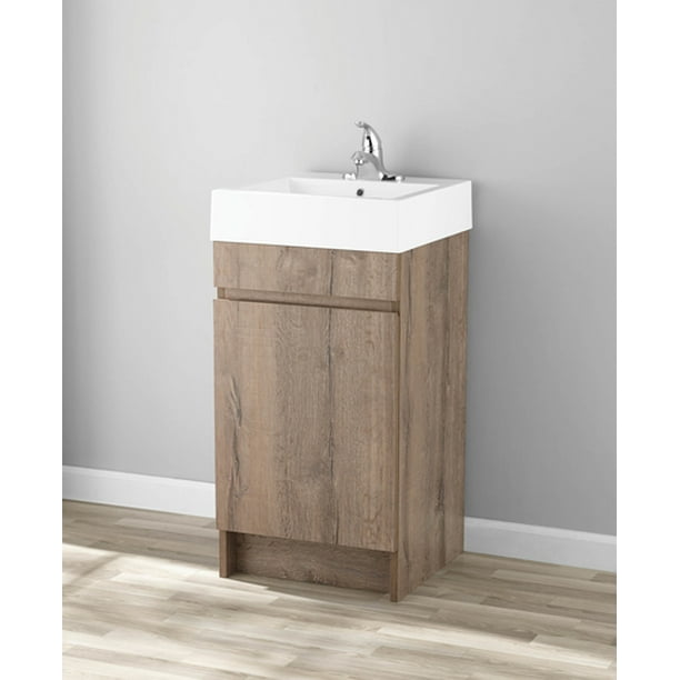 Mainstays Bathroom Vanity Rustic Grey Set with Sink 17.75x17.75