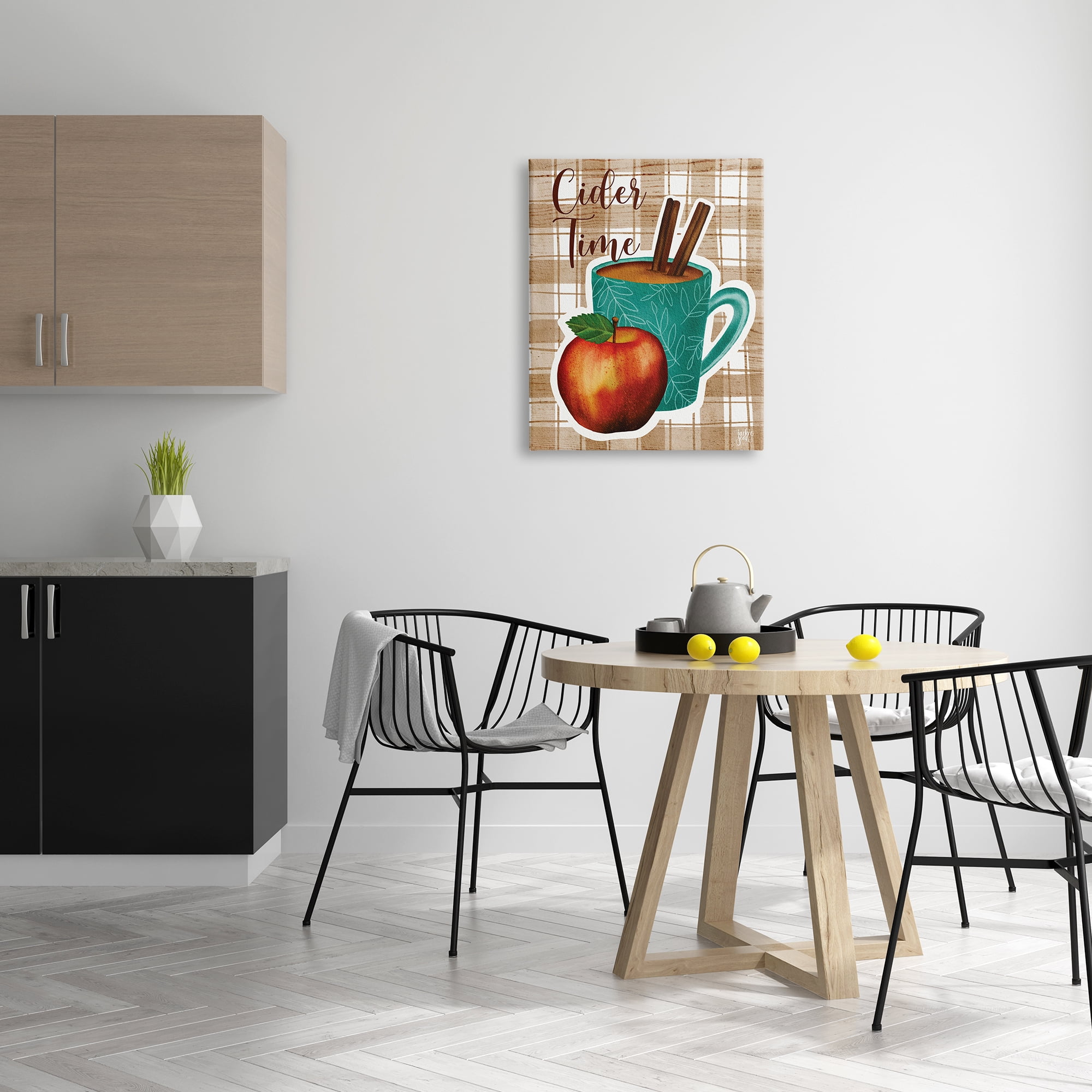 Stupell Industries Warm Apple Cider Time Beverage Brown Farm Plaid , 24 x 30, Designed by Jackie Quigley