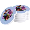 thumbnail image 1 of FMSHPON Pop Art Style Colorful Tiger Set of 4 Car Coaster for Drinks, Absorbent Ceramic Stone Coasters Cup Mat with Cork Base for Home Kitchen Room Coffee Table Bar Decor, 1 of 5