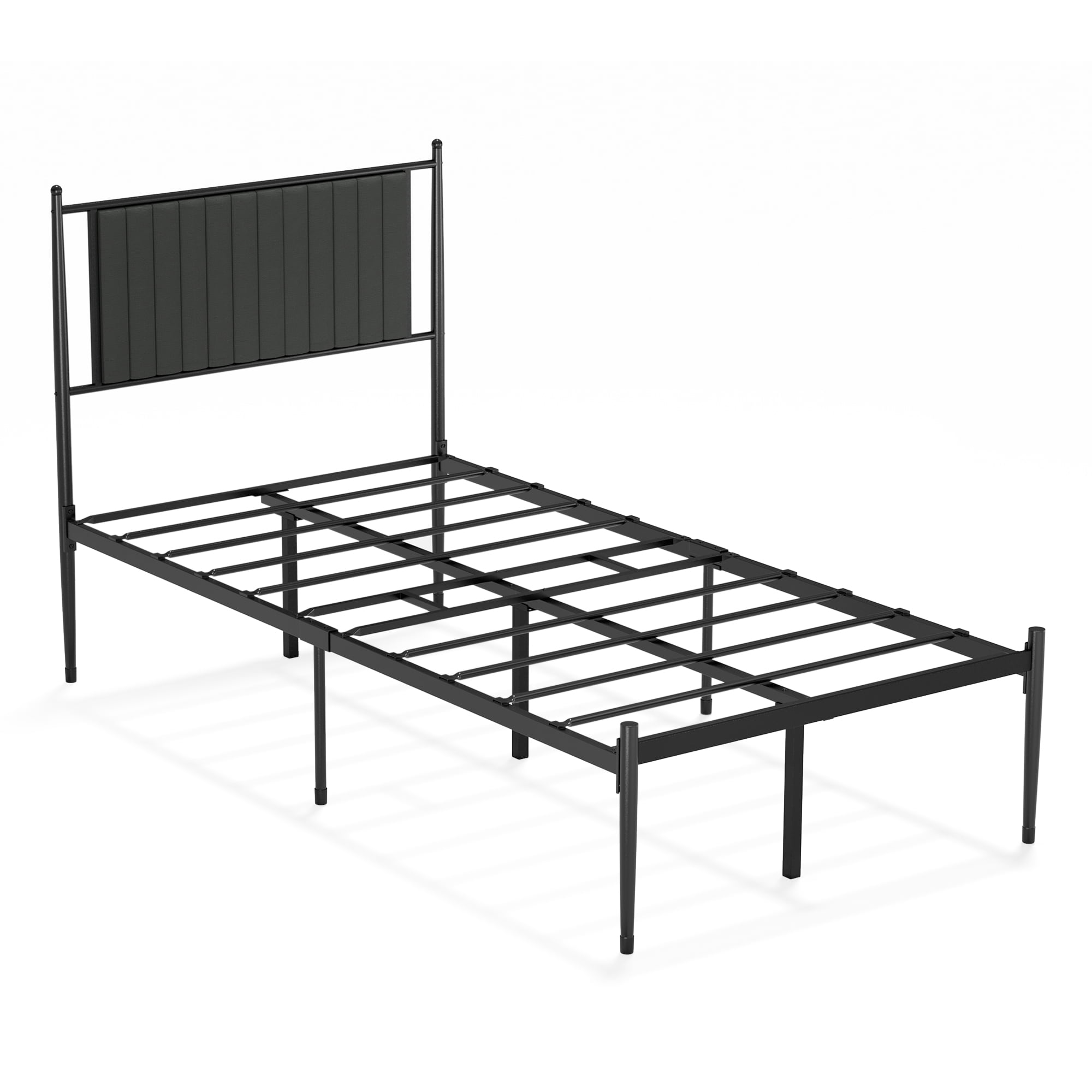 Details about   Brown Vintage Metal Bed Frame Platform with Headboard and Footboard Queen Size 