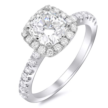King Of Jewelry 1 23 Ct Cushion Cut Diamond Halo Engagement