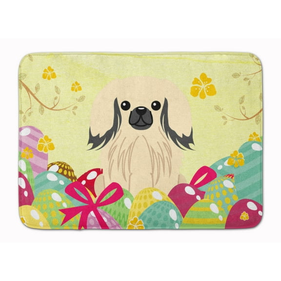 Carolines Treasures BB6106RUG Easter Eggs Pekingese Cream Machine Washable Memory Foam Mat 19 X 27" multicolor