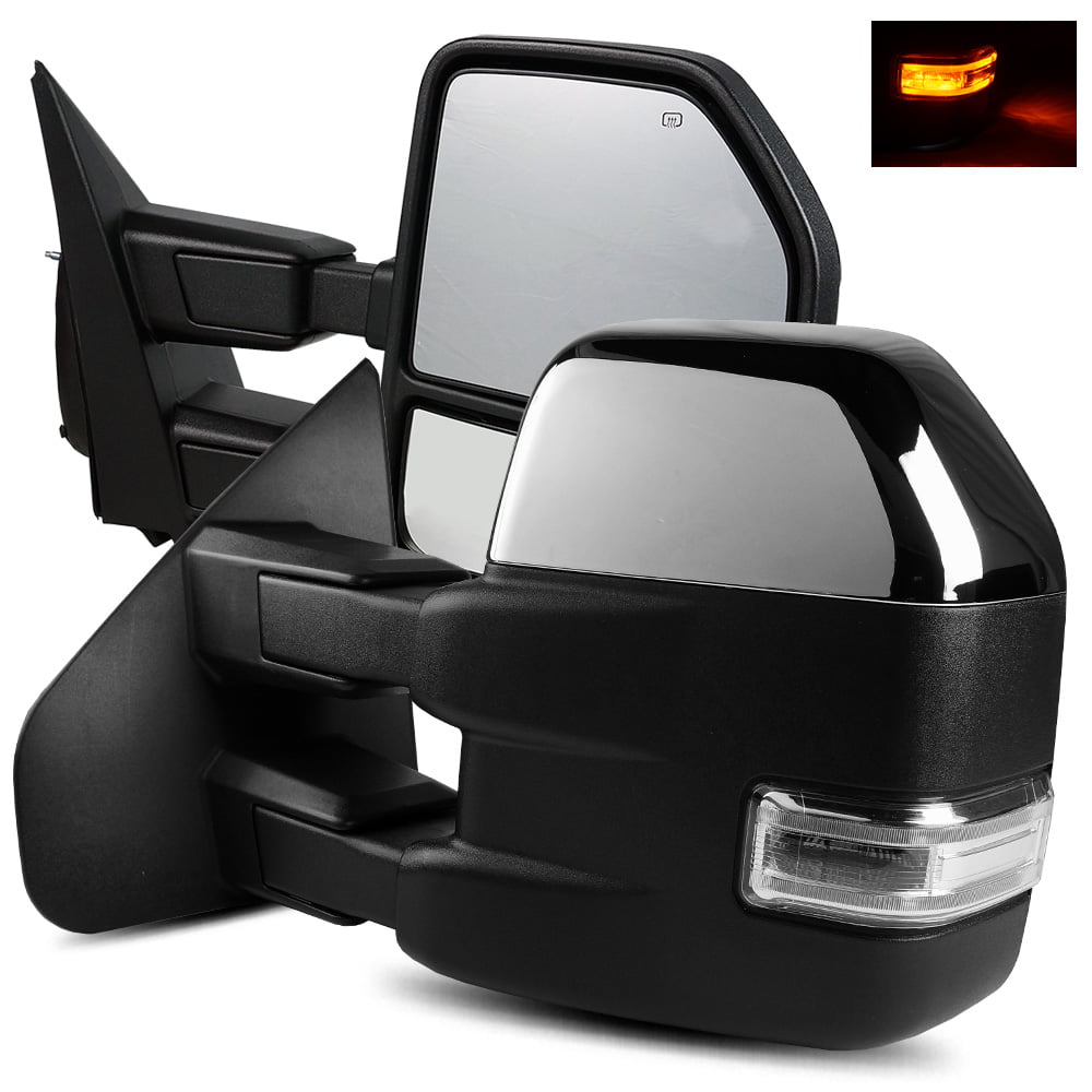 For 04-06 Ford F150 Pickup Truck Black Towing Power Heated Turn Signal Mirrors 