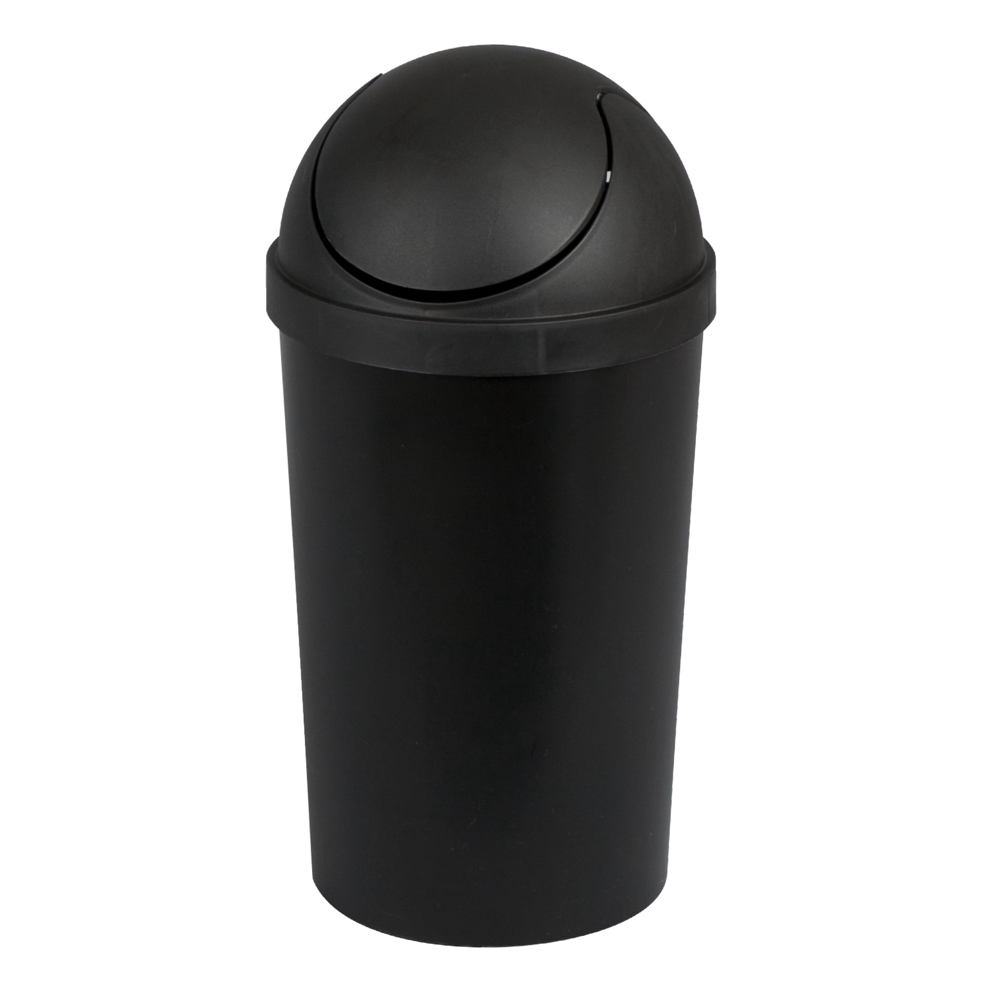 Sterilite Small Bathroom Trash Can, 3 Gallon Plastic Garbage Bucket Bin with Swing Top Lid, Black